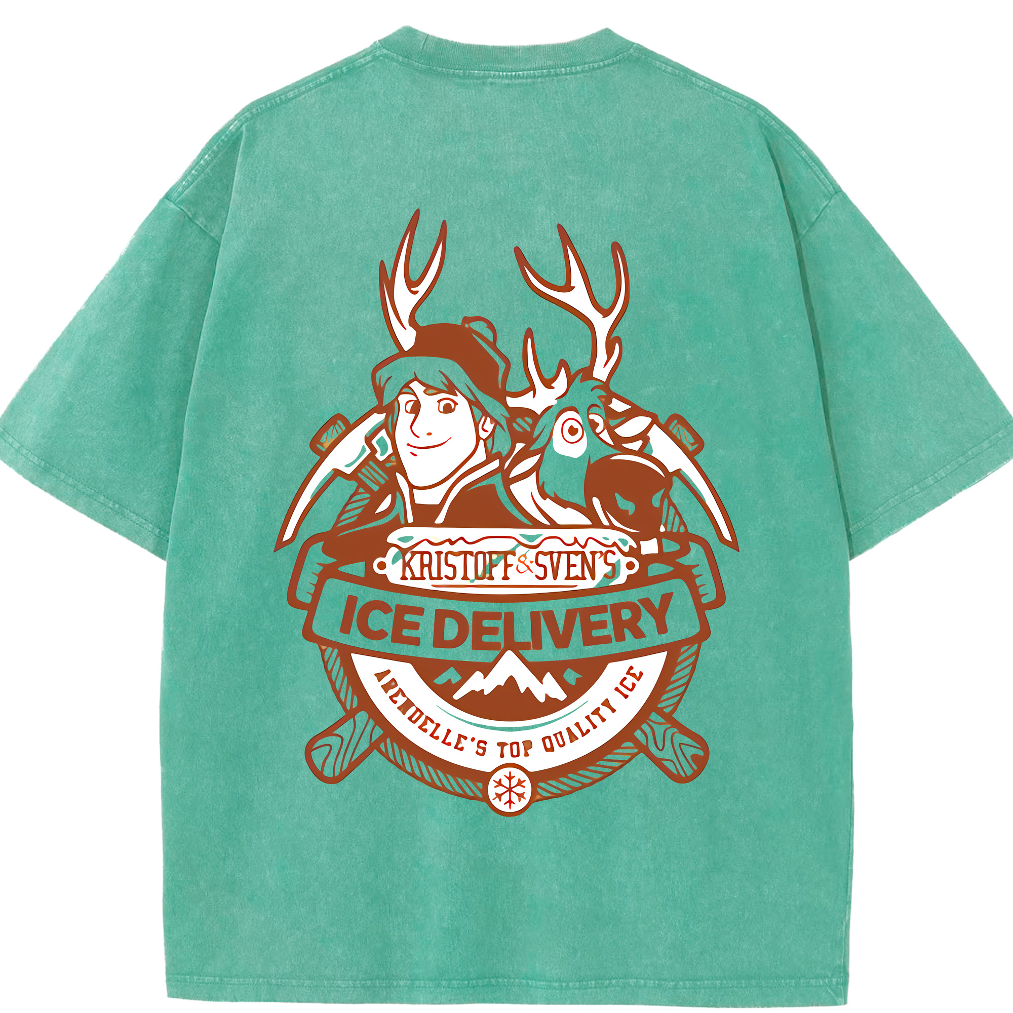 （画像用） アナと雪の女王 アンナ エルサ Frozen Anna Elsa 綿100% ヴィンテージ風 半袖Tシャツ（背面プリント）